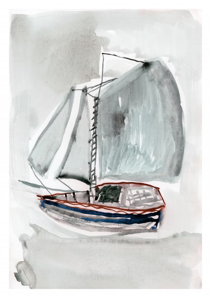 Serene Sailboat Afloat by cartissi — canvas wall art