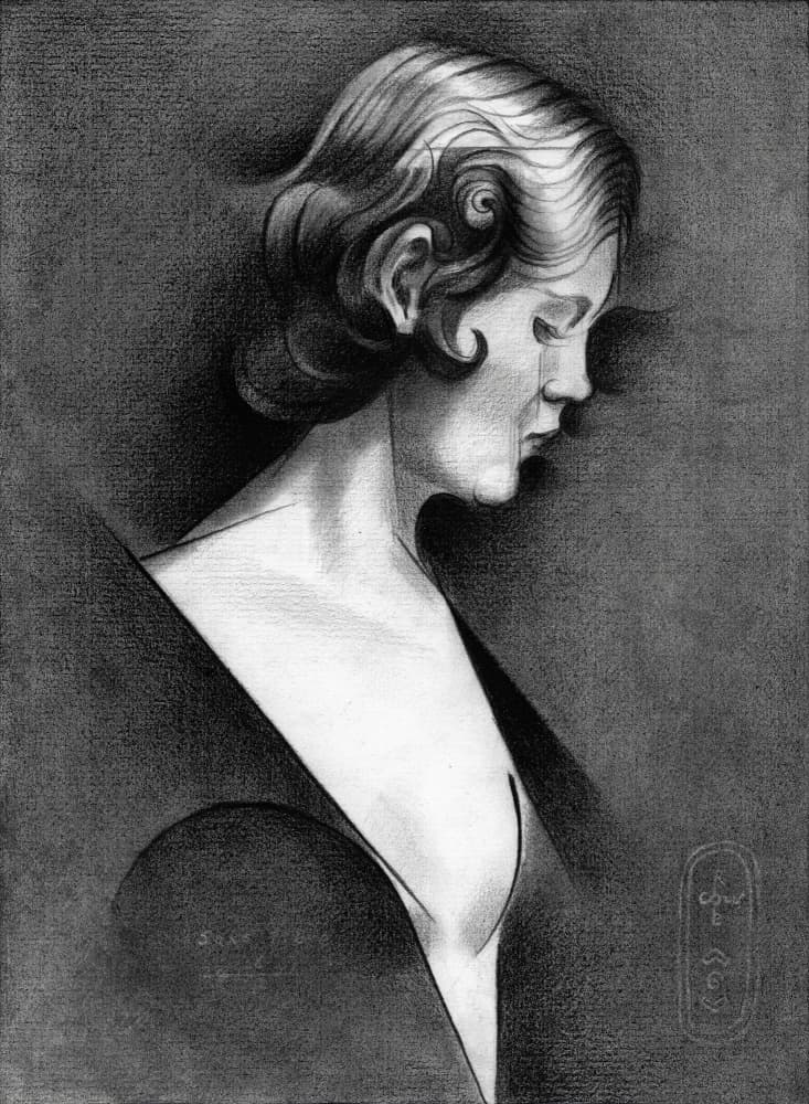 Pensive Woman Profile by Corné Akkers — canvas wall art