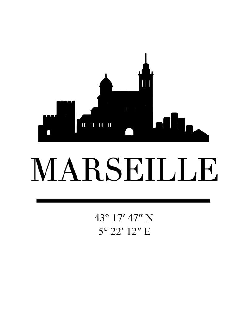 Marseille City Skyline by Emiliano Deificus — canvas wall art