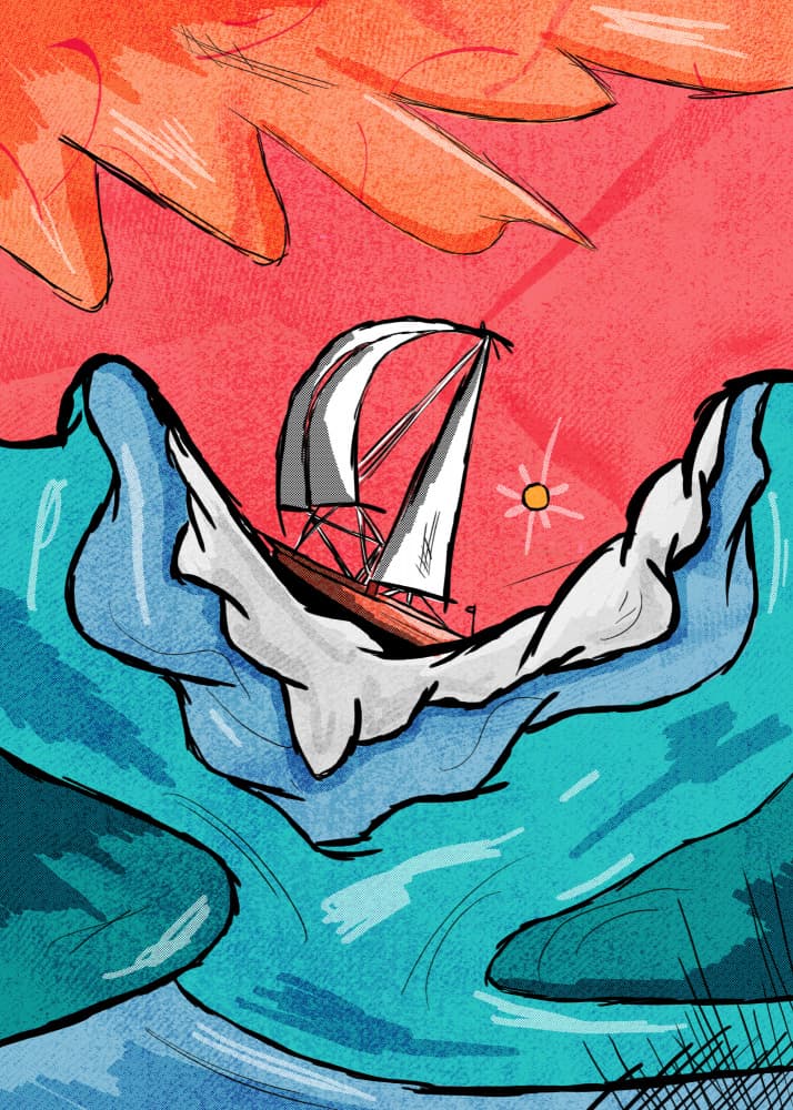 Helping Hand Sailboat Journey by Stephen Wade — canvas wall art