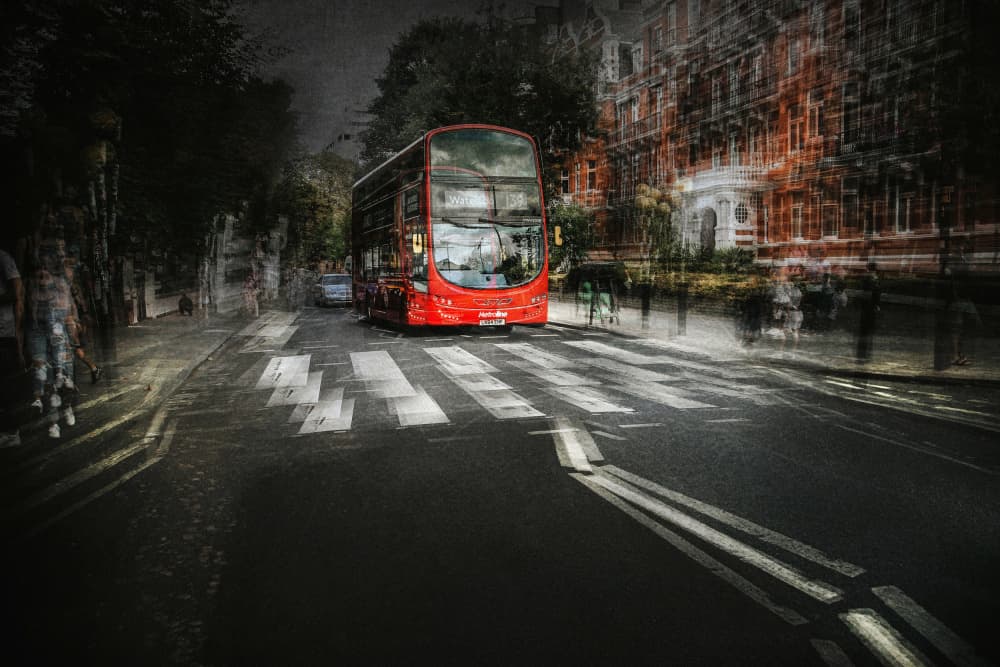 London Bus Motion Blur by Damijan Sedevcic — canvas wall art