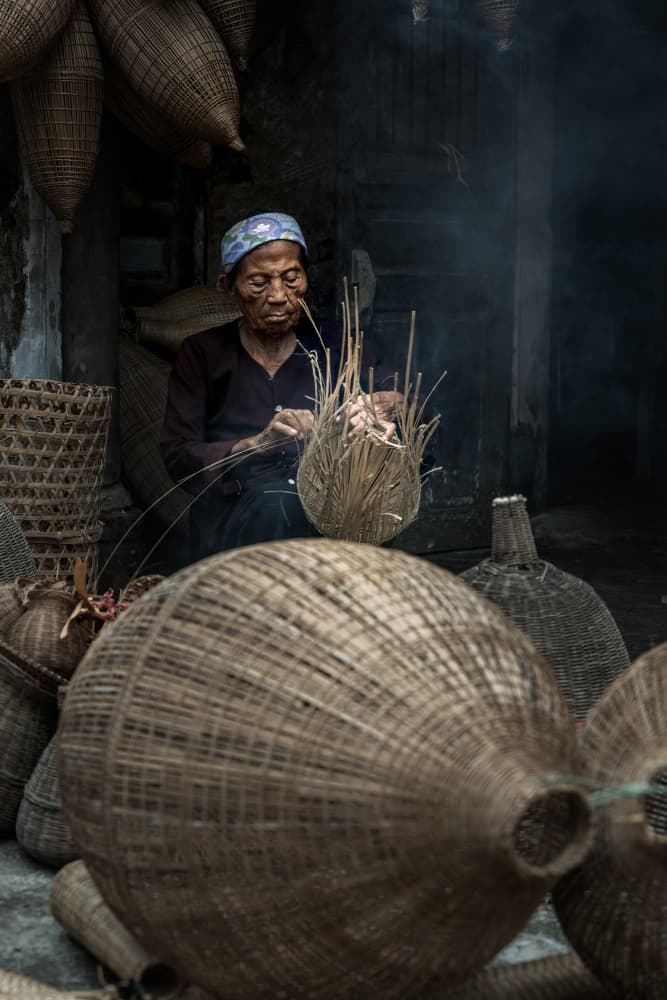 Traditional Basket Weaver by Jack Ou — canvas wall art