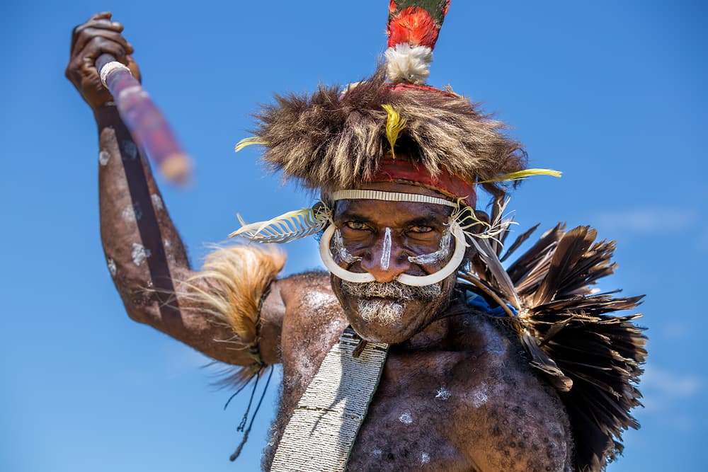 Indigenous Warrior Portrait by Gunarto Song — canvas wall art