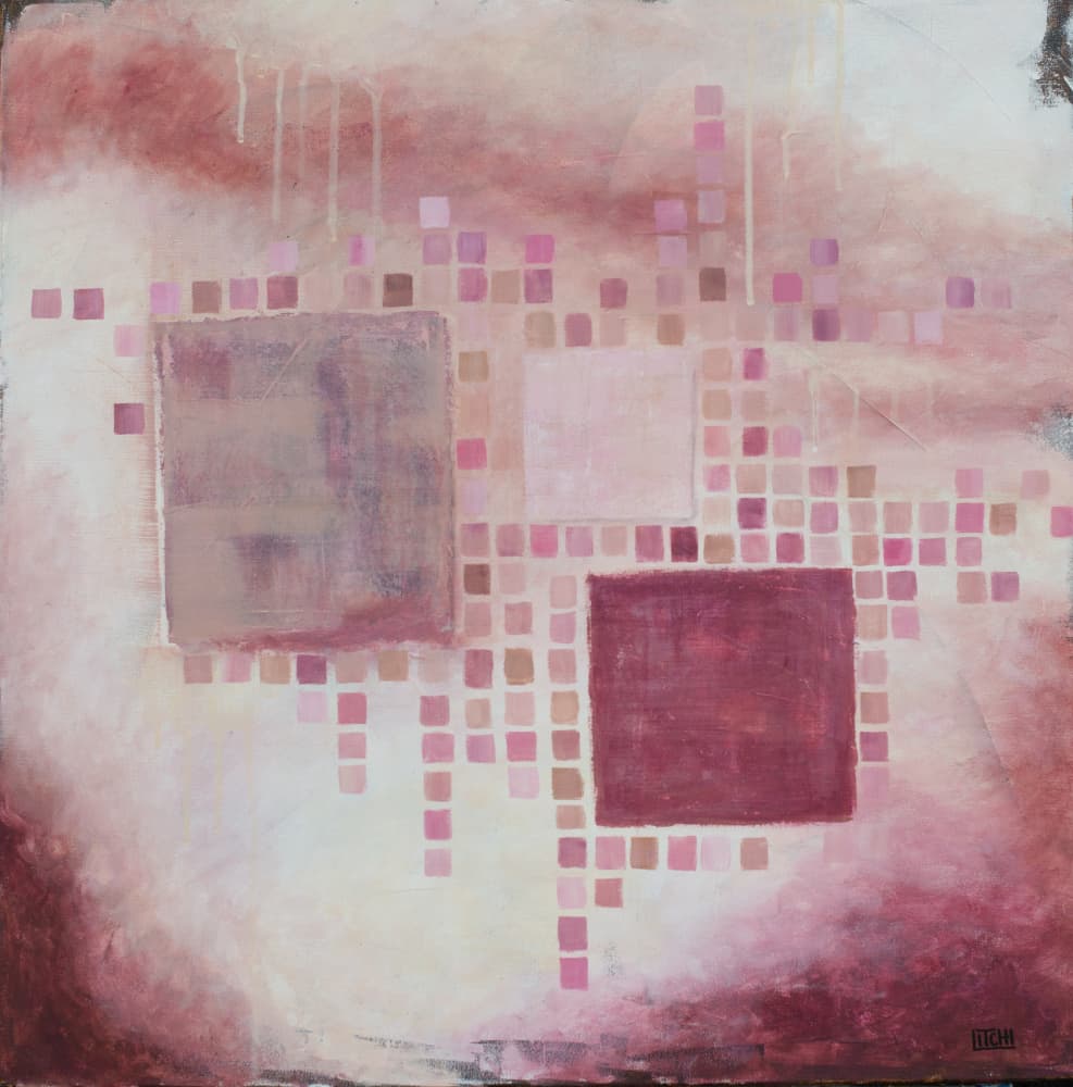 Pink Square Abstraction by Lillian Christiansson — canvas wall art