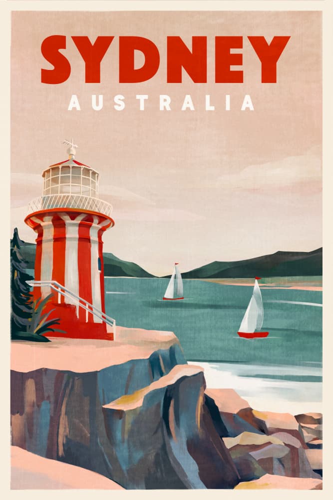 Sydney Australia Lighthouse Nautical Travel Art by The Whiskey Ginger — canvas wall art