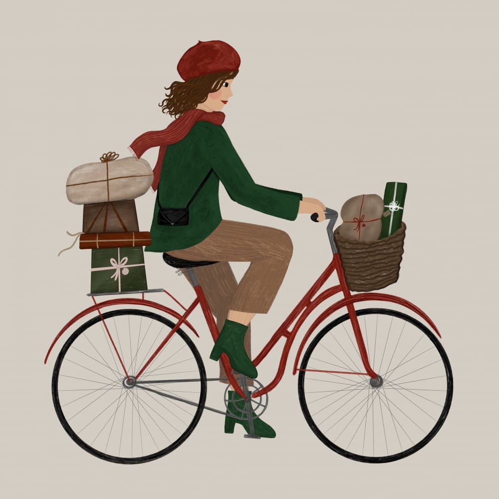 Christmas Bicycle Ride by EMELIEmaria — canvas wall art