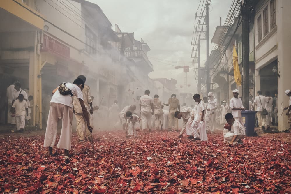 Red Firecracker Street Festival by ADIREK M — canvas wall art