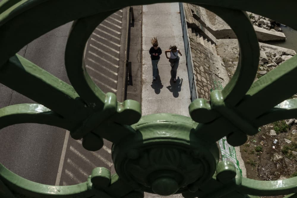 Green Bridge Perspective by Corinne Spector — canvas wall art