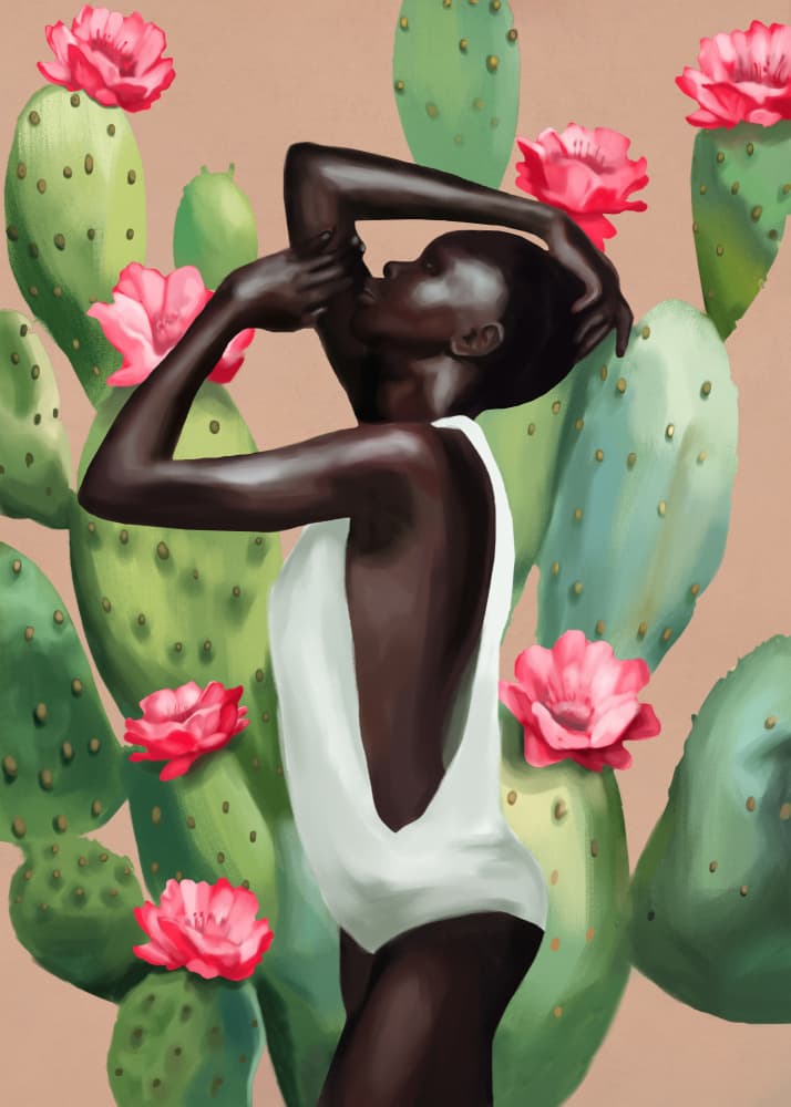 Cactus Garden Woman by Nadjaa — canvas wall art