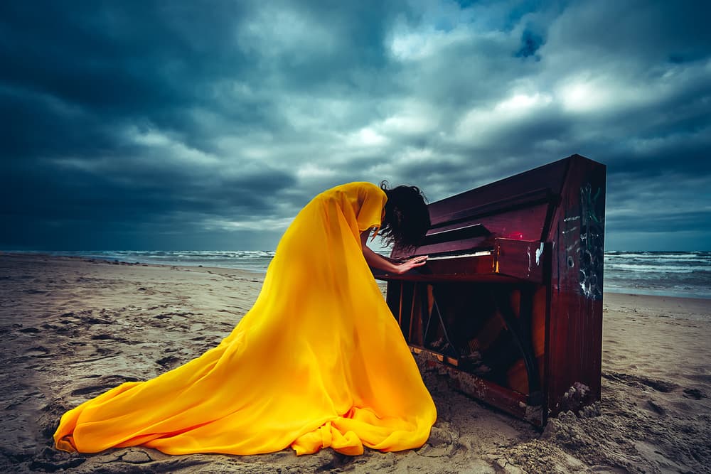 Dramatic Piano Beach by Ruslan Bolgov — canvas wall art