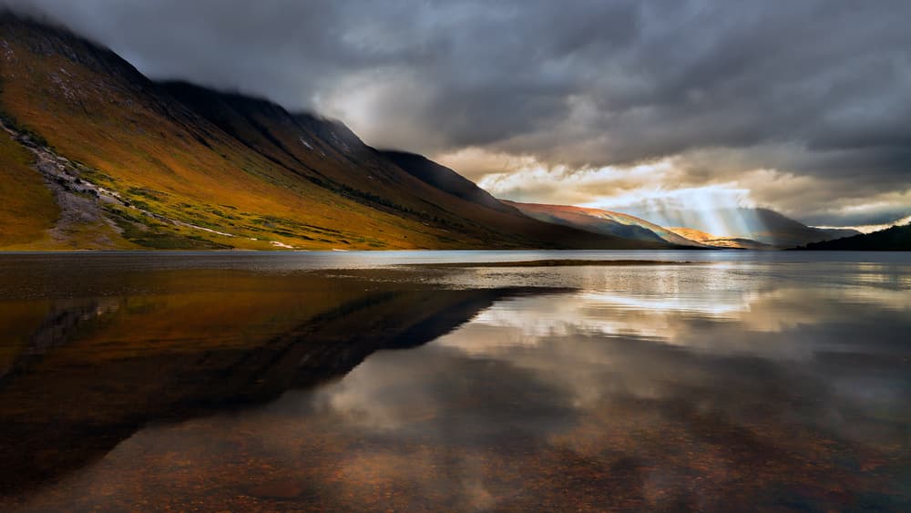Sunlit Mountain Reflection by John Fan — canvas wall art