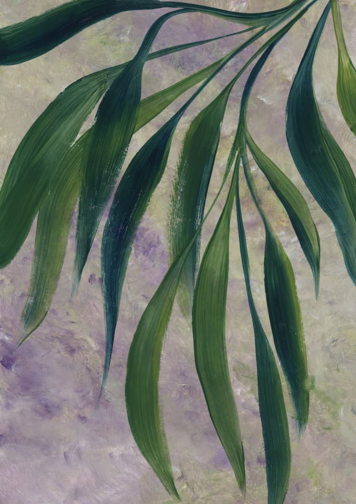 Flowing Green Leaves by Rosana Laiz Blursbyai — canvas wall art