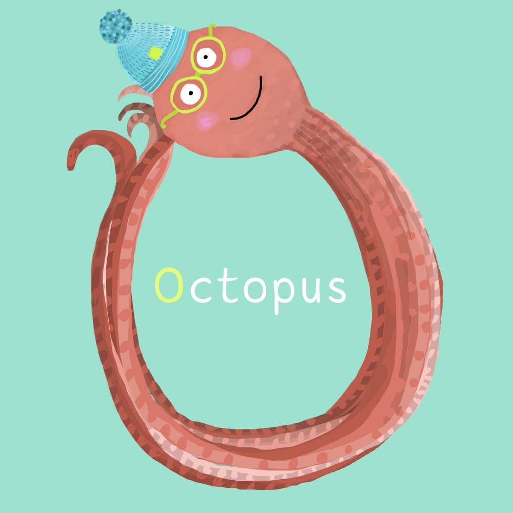 Cute Octopus Letter O by Carla Daly — canvas wall art