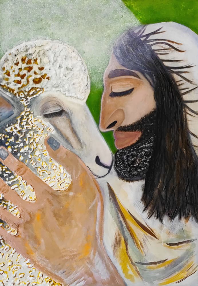 The Good Shepherd's Embrace by Elle Belle Art — canvas wall art