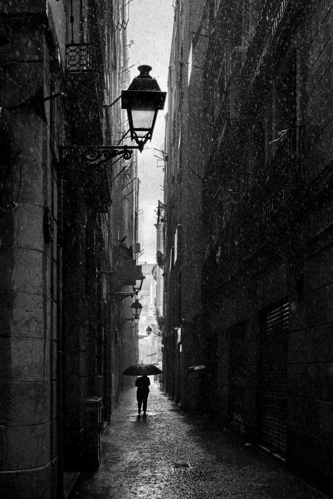 Moody Alley Rain by Milan Uhrin  AFIAP AZSF — canvas wall art