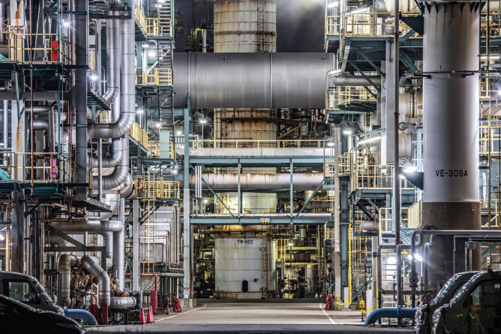 Illuminated Factory Night by Kobayashi Tetsurou — canvas wall art