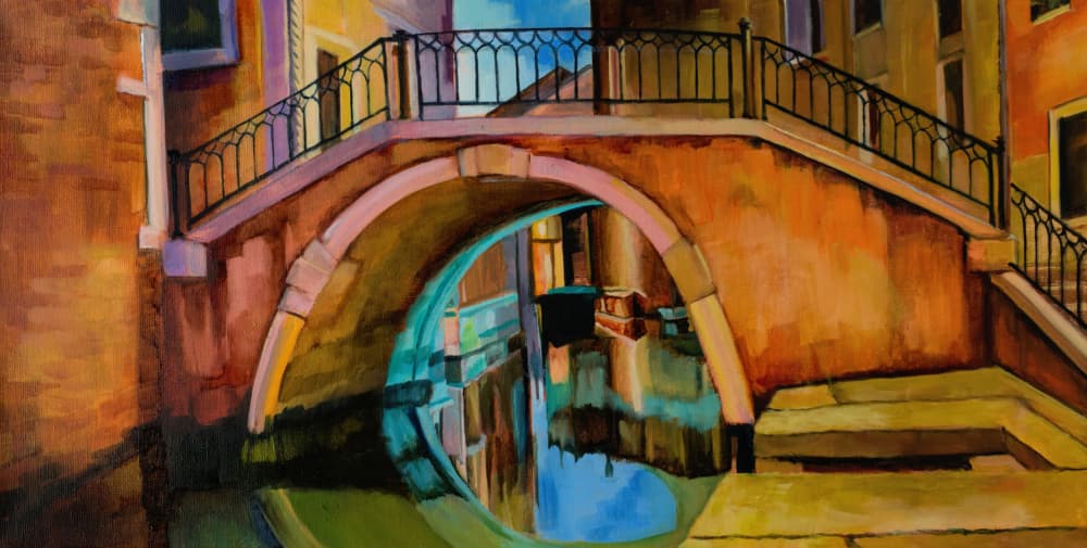 Venetian Canal Bridge by Maxine Shore — canvas wall art