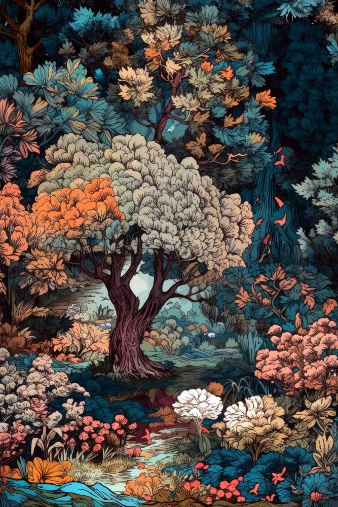 Colorful Fantasy Forest by Justyna Jaszke — canvas wall art