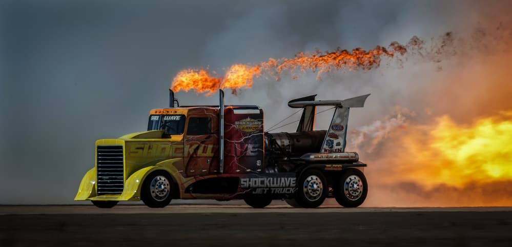 Flaming Jet Truck by David H Yang — canvas wall art