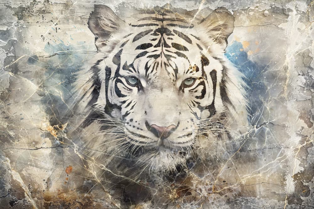 Tiger Animal Vintage Art Illustration Wallart 12 by Rafal Kulik — canvas wall art