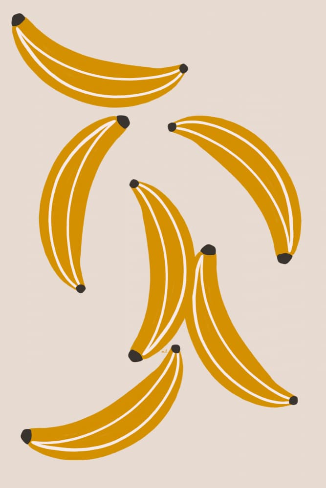 Playful Yellow Bananas by Menina Lisboa — canvas wall art