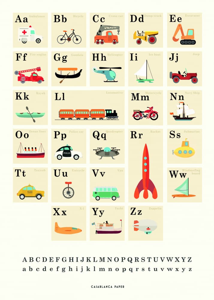 Kids Vehicle Alphabet by Erik Wintzell — canvas wall art