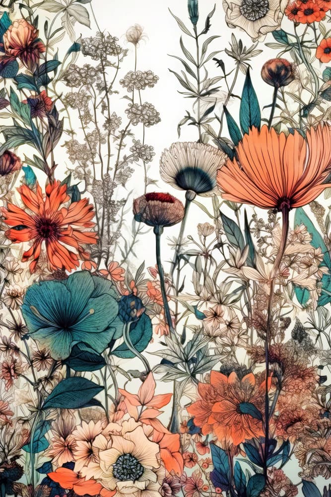 Vintage Floral Garden by Justyna Jaszke — canvas wall art