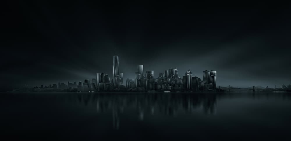 New York Night Reflections by Miguel Angel Martin Campos — canvas wall art