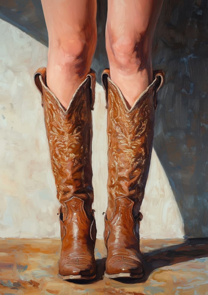 Bare Legs Cowboy Boots by Pictufy Studio IV — canvas wall art