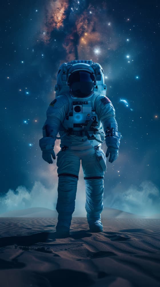 Astronaut Under Cosmic Sky by Bilge Paksoylu — canvas wall art