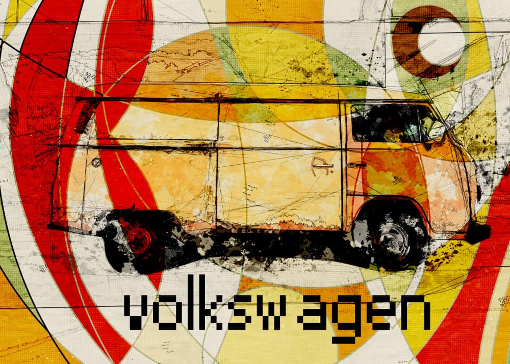 Colorful Retro Van by Lembayung senja studio [Vintage Poster] — canvas wall art