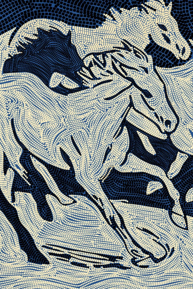 Blue Flowing Horses