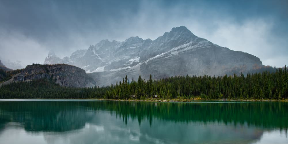 Misty Mountain Lake Reflection by Ning Lin — canvas wall art