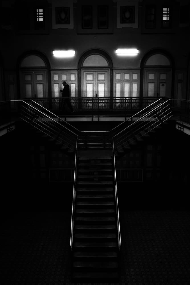 Grand Staircase Silhouette by Elena Raceala — canvas wall art