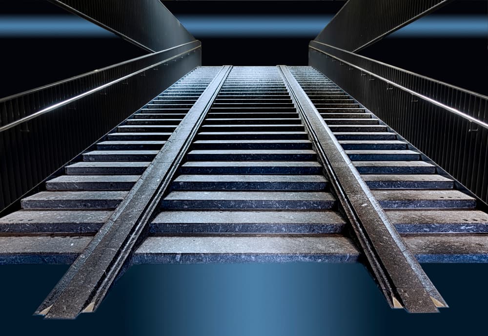 Symmetrical Blue Staircase by Greetje van Son — canvas wall art