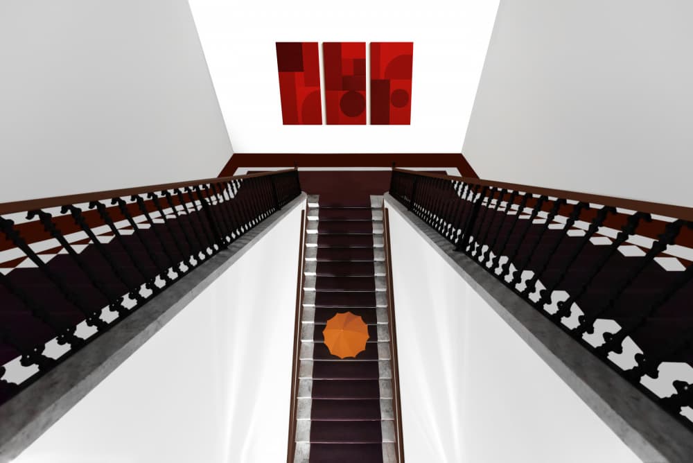 Elegant Staircase Red Art by Jorge Pimenta — canvas wall art