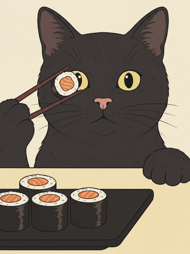 Funny Sushi Cat by Andreas Magnusson — canvas wall art