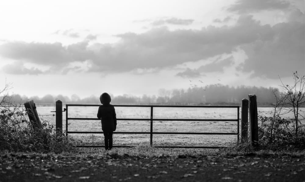 Reflective Child At Gate by Wim Schuurmans — canvas wall art