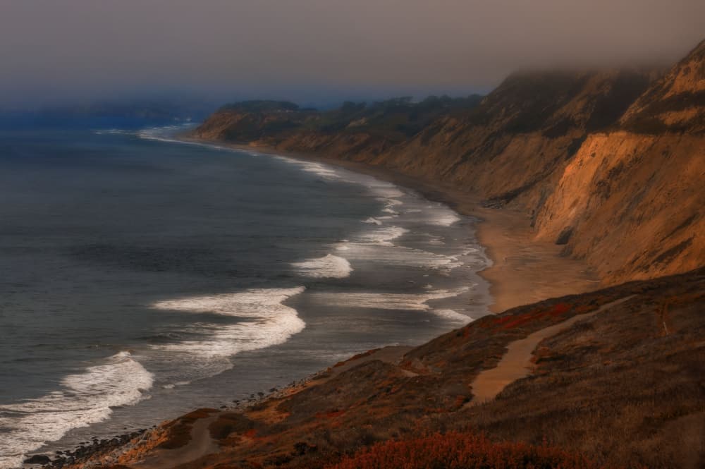 Misty Coastal Cliffs by Jenny Qiu — canvas wall art