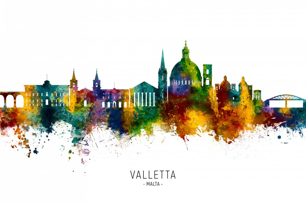Vibrant Valletta Skyline by Michael Tompsett — canvas wall art