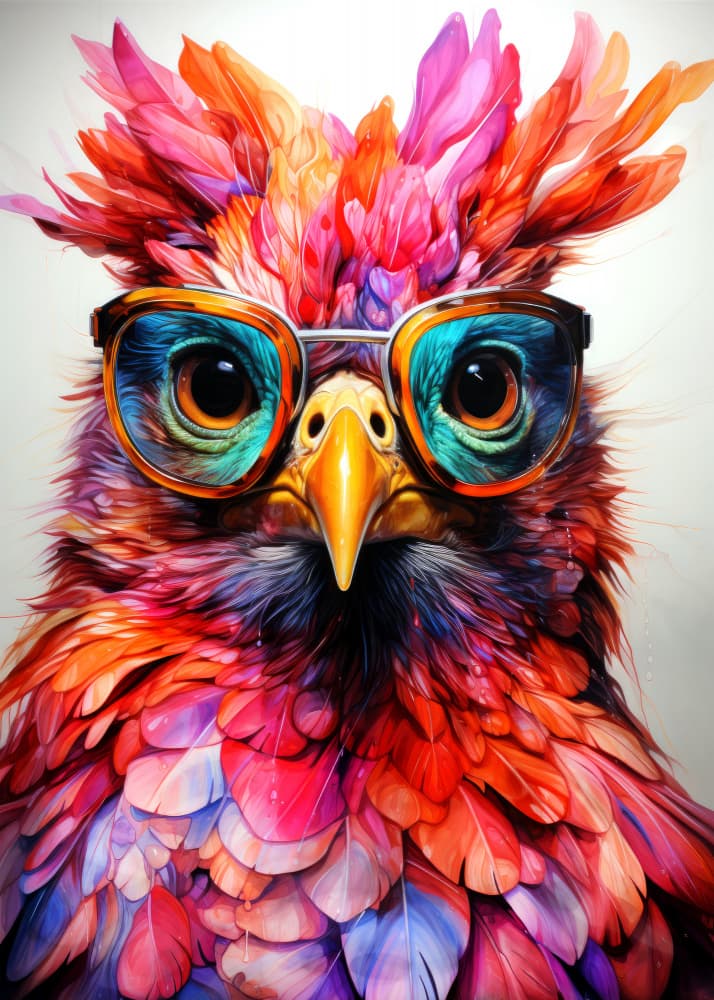Vibrant Bird With Glasses by Justyna Jaszke — canvas wall art