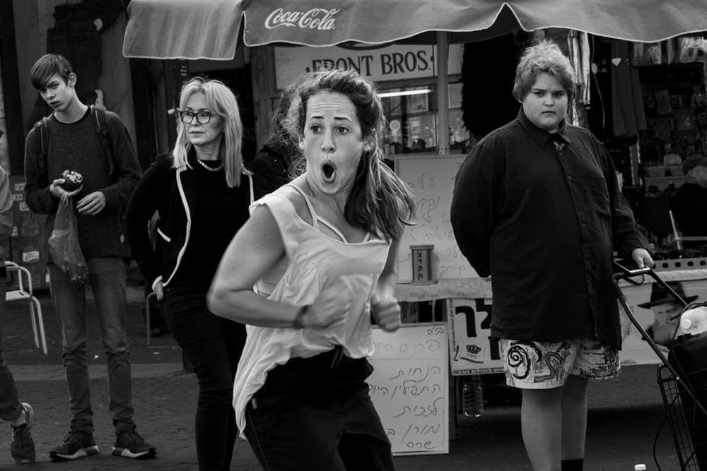 Candid Street Surprise by Orna Naor — canvas wall art