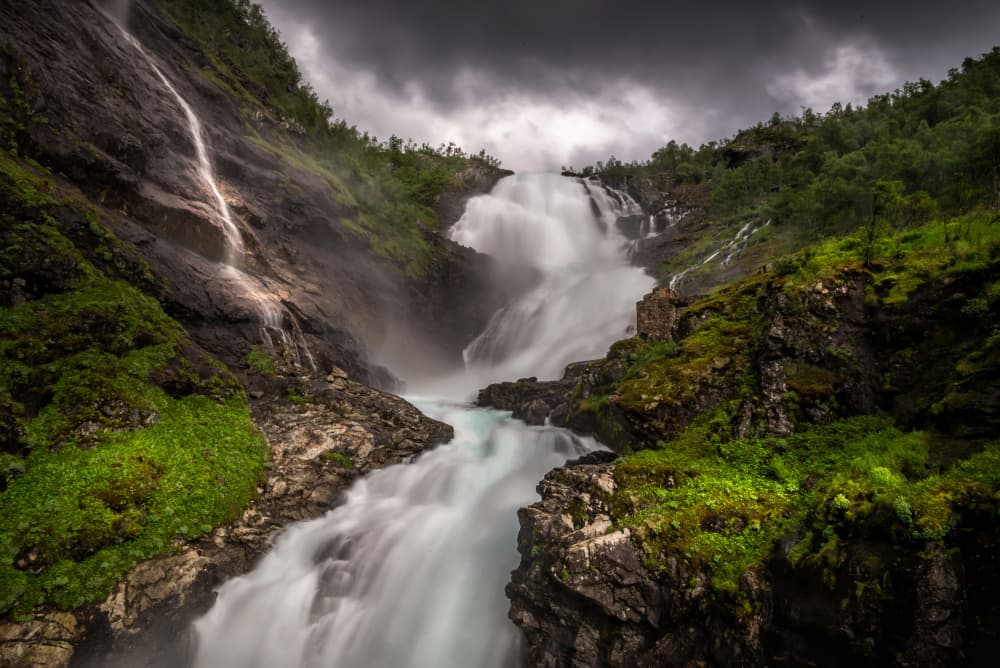 Dramatic Mountain Waterfall by Joško Šimic — canvas wall art
