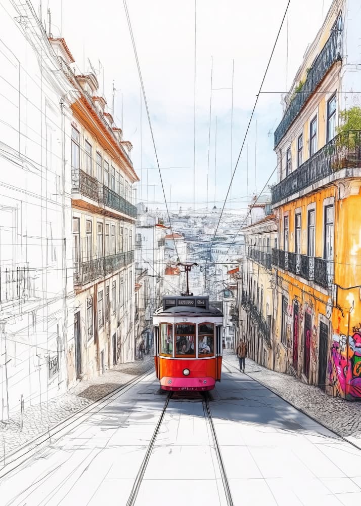 Lisbon Red Tram by Andreas Magnusson — canvas wall art