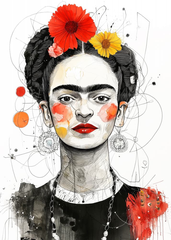 Colorful Floral Portrait by Justyna Jaszke — canvas wall art