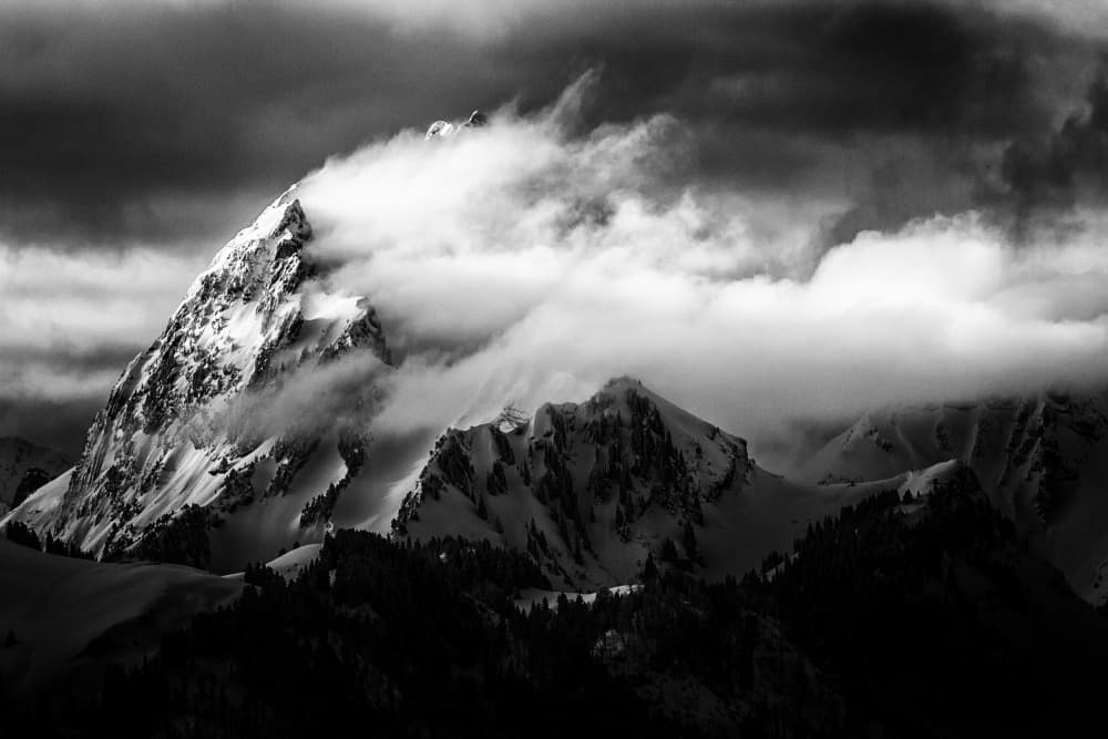 Majestic Cloudy Mountains by Sébastien Cheminade — canvas wall art