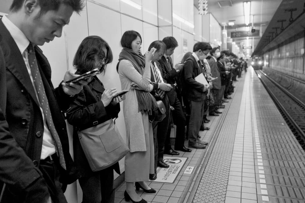 Subway Commuters Connected by Lorenzo Grifantini — canvas wall art