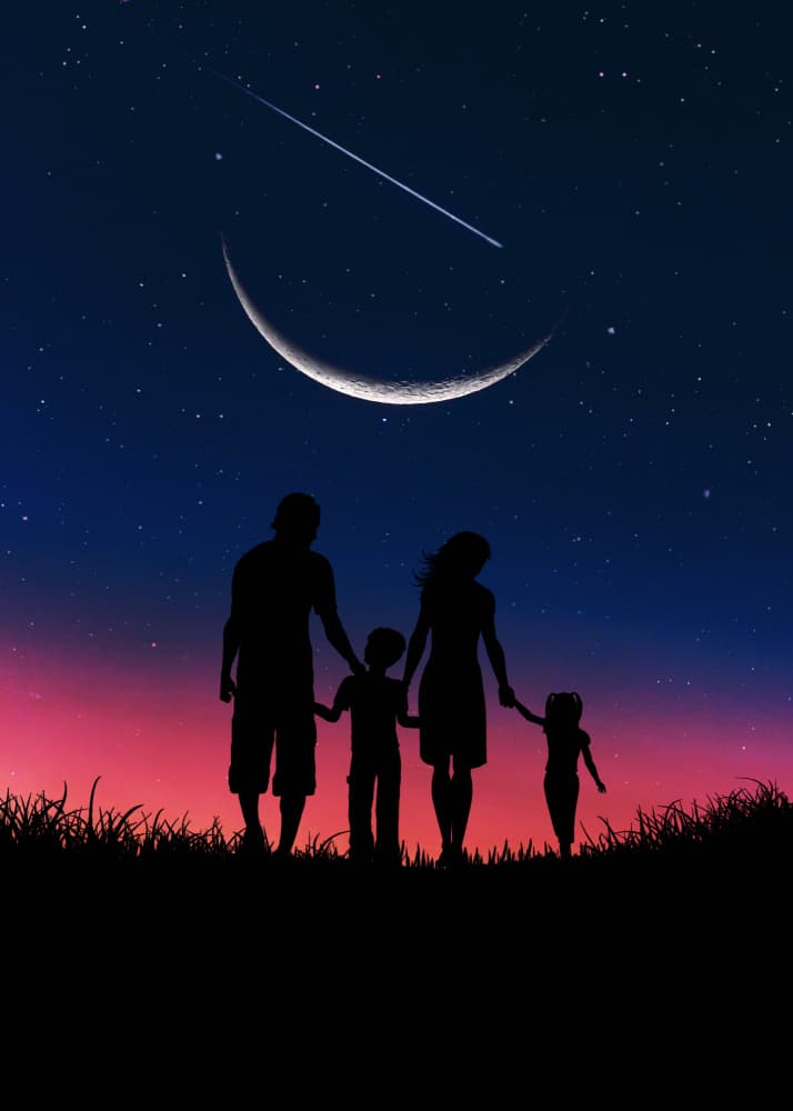 Family Silhouette At Night by Ariz Rab — canvas wall art