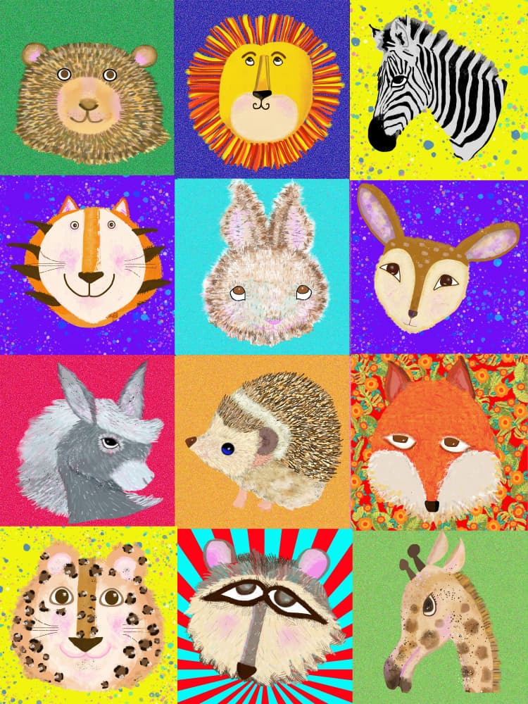 Playful Animal Portraits by Lynnda Rakos — canvas wall art