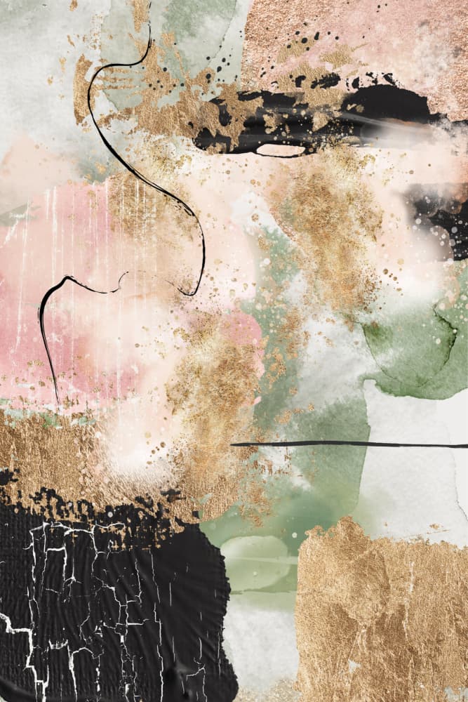 Modern Gold Green Abstract by Sally Ann Moss — canvas wall art